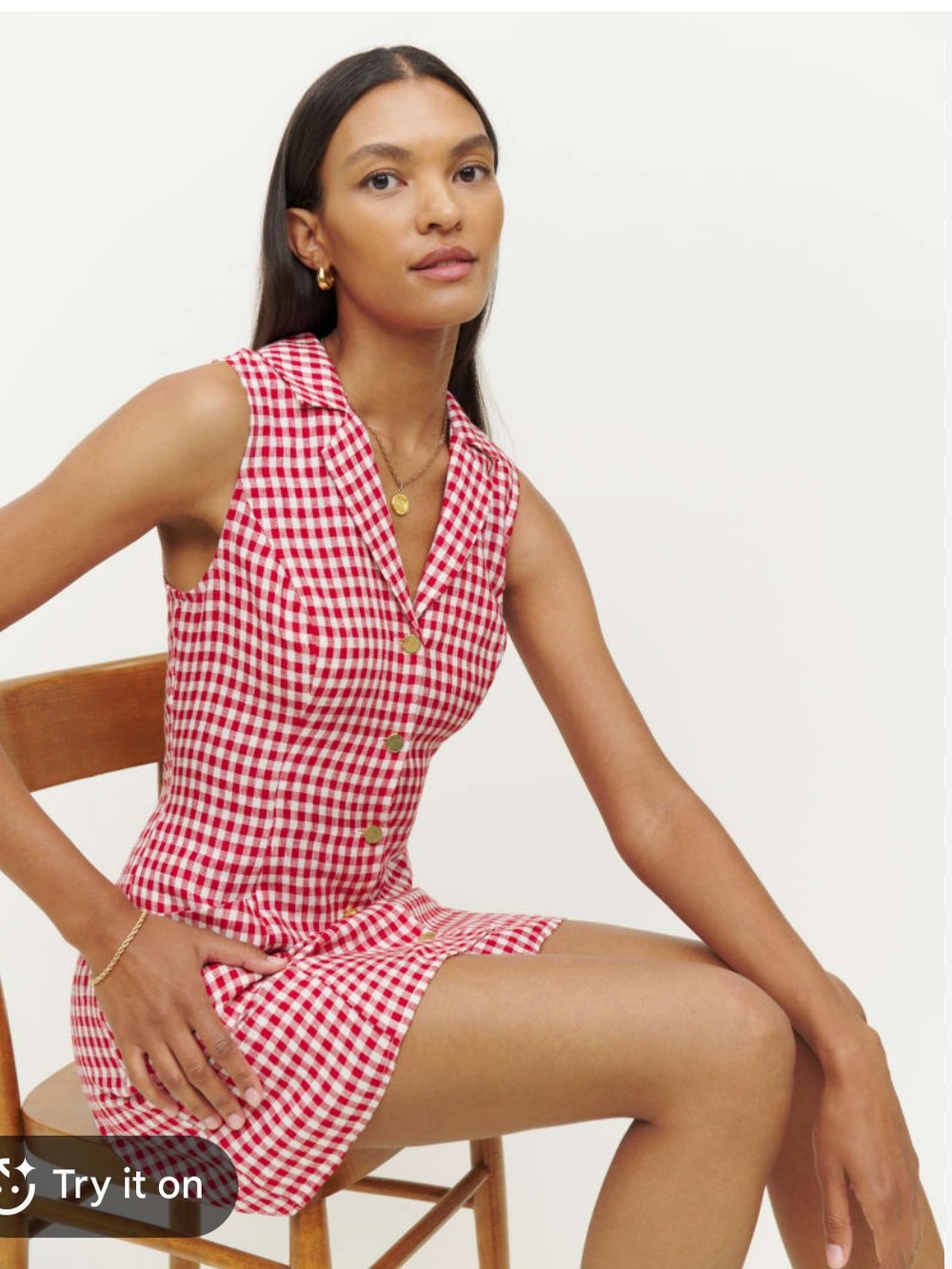 Reformation Aida Brown Gingham Midi Dress